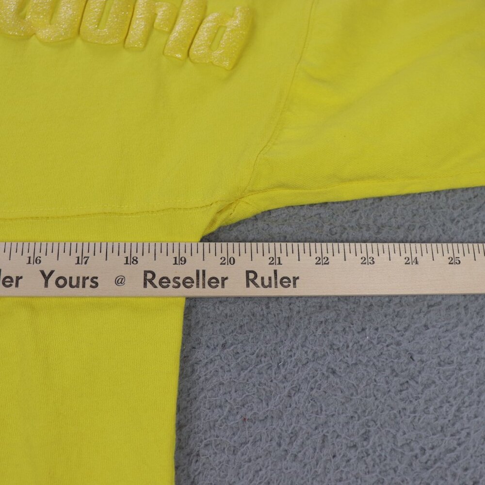 Disney World Spirit Jersey Womens XS Yellow Glitter Logo Spell Out Mickey Mouse - Picture 6 of 11